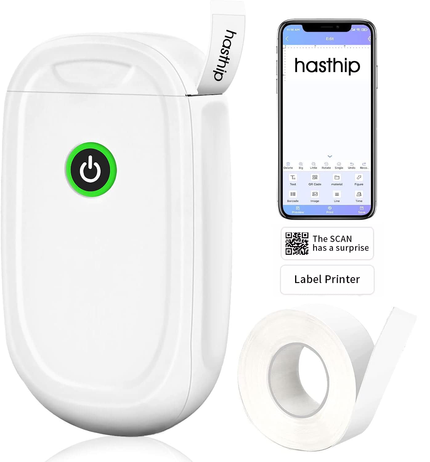HASTHIP Label Maker, Bluetooth Thermal Sticker Printer With Tape, Wireless Mini Printer For Stickers, Label Maker For Kitchen Jars, Storage, Barcode with Multiple Templates, Available For Android IOS HASTHIP Label Maker, Bluetooth Thermal Sticker Printer With Tape, Wireless Mini Printer For Stickers, Label Maker For Kitchen Jars, Storage, Barcode with Multiple Templates, Available For Android IOS